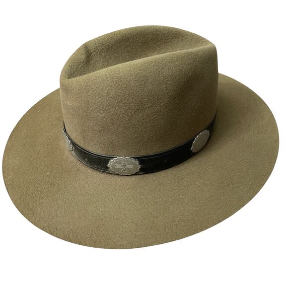 Dorfman Pacific Gunslinger Hat Green Wool Felt Leather Band Concho Thunderbird 7 - Picture 1 of 14